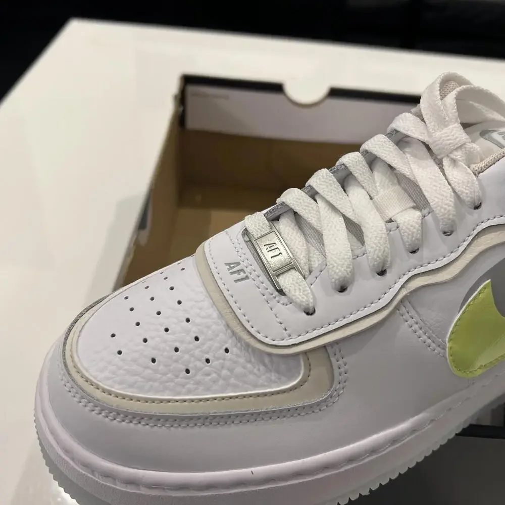$134 Women Nike Air Force 1 Shadow Shoes White/Lemon/Wolf Grey FB7582 Size 9.5 - Picture 11 of 12
